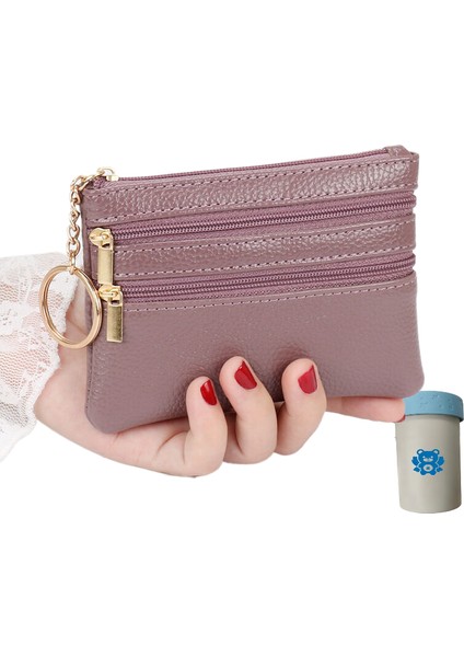 Şık Kadın Cüzdan Debriyaj Üç Fermuarlı Bozuk Para Cüzdanı Kartlıklı Cüzdan Para Çantası (Yurt Dışından)