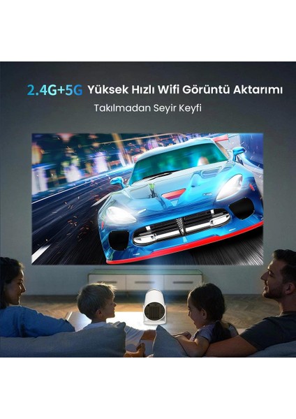 FullHD Android11 BT5.0 Wifi5 120ANSI Lümen IOS/Android Taşınabilir Akıllı LED Projeksiyon HY300 PLUS