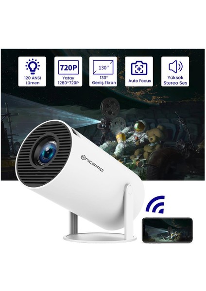 FullHD Android11 BT5.0 Wifi5 120ANSI Lümen IOS/Android Taşınabilir Akıllı LED Projeksiyon HY300 PLUS