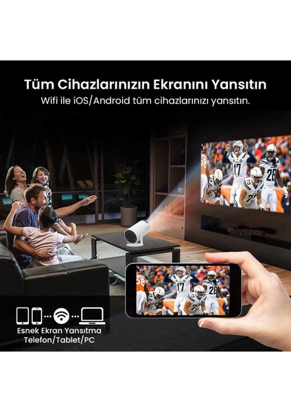 FullHD Android11 BT5.0 Wifi5 120ANSI Lümen IOS/Android Taşınabilir Akıllı LED Projeksiyon HY300 PLUS