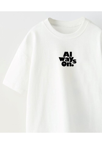 Always On Yazılı Futbol Tasarım Baskılı Beyaz Çocuk T-Shirt fırsatları