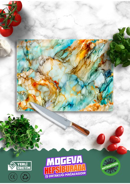 Cam Kesme ve Sunum Tablası | Galaksi Mermer Görünümlü | 20CM x 30CM fiyatları