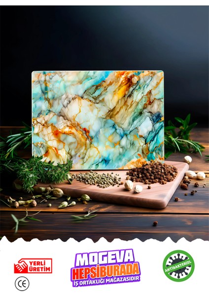 Cam Kesme ve Sunum Tablası | Galaksi Mermer Görünümlü | 20CM x 30CM modelleri