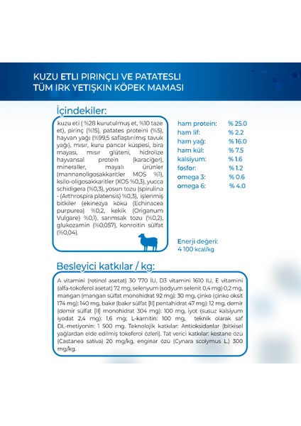 Dog Speciality Line Monoprotein Kuzu Etli Pirinçli ve Patatesli Tüm Irk Yetişkin Köpek Maması 2.5 kg