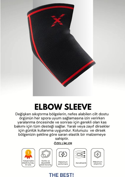 Dex Supports Fitness Spor Dirseklik , Ortopedik Antrenman Dirsekliği, Elbow Sleeve , 2'li Paket