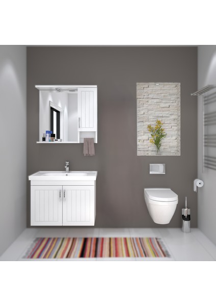 Lotus 80 cm Beyaz Banyo Dolabı