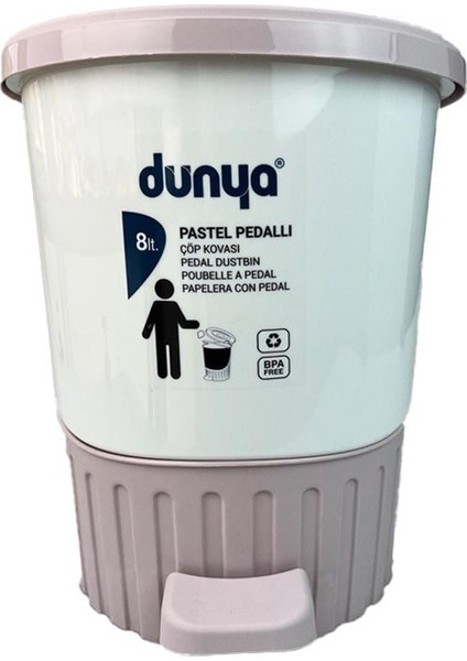 Royaleks Group Dünya Çöp Kovası 8 Litre Pedallı Pastel Renkli ROYALEKS-01069