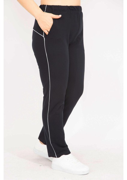 Kadın Lacivert Büyük Beden Biye Detaylı Spor Pantolon 65N35627 indirimleri