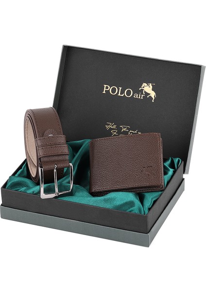 Logolu Klasik Erkek Cüzdan Kemer Seti M-17