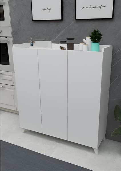 3 Kapaklı Çok Amaçlı Dolap Çok Amaçlı Mutfak Dolabı Banyo Dolabı Ayakkabılık
