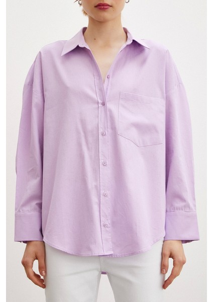 Regular Fit Poplin Gömlek Lila fiyatları