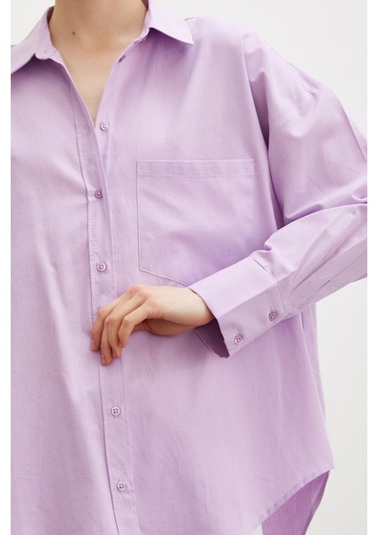 Regular Fit Poplin Gömlek Lila modelleri