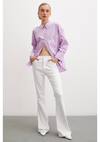 Regular Fit Poplin Gömlek Lila indirimleri
