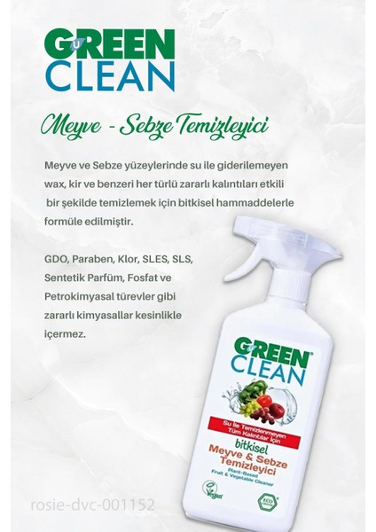 Green Clean Sıvı Çamaşır Deterjanı 2750 Ml, Meyve Temizleyici 500 Ml, Parlatıcı 500 ml ve Rosıe