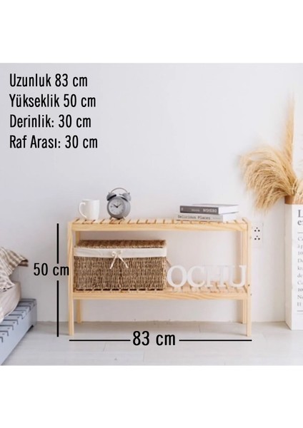 Çok Amaçlı Dekoratif Yan Sehpa Komidin Organizer Raf Ahşap Raf