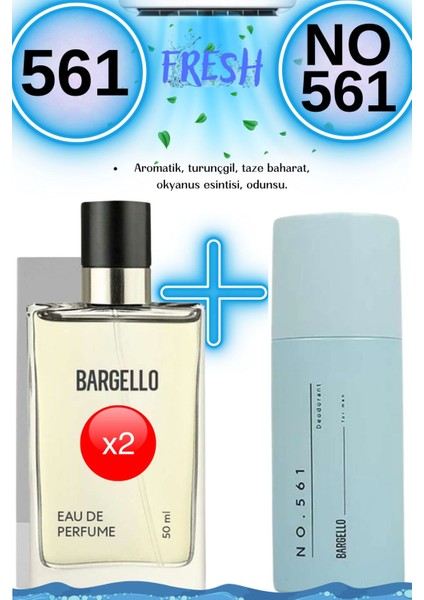2 Adet 561 Fresh EDP 50 ml + 1 Adet No 561 Deodarant Set