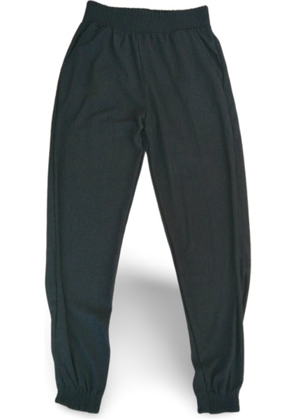 Bürümcek Kumaş Büyük Beden Beli Lastikli Kadın Tayt Pantolon Lastikli Paça - Royaleks - R10