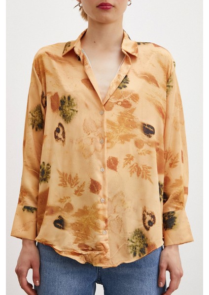 Desenli Saten Gömlek Somon fiyatları