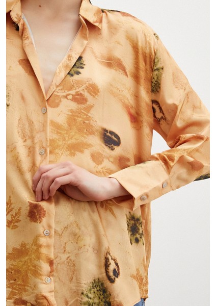 Desenli Saten Gömlek Somon modelleri