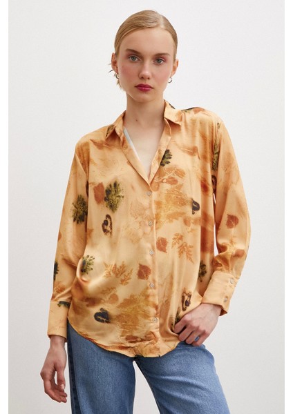 Desenli Saten Gömlek Somon indirimleri