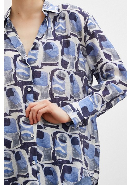 Van Gogh Desenli Gömlek Mavi modelleri