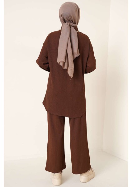 T5858 Örme Tesettür Ikili Takım - Kahverengi modelleri