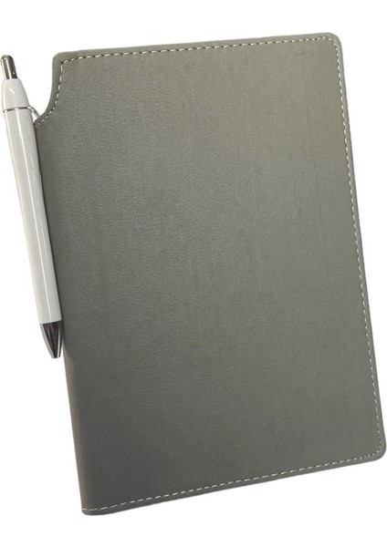 13X21 Termo Deri - Lastikli Çizgili Notebook Sırttan Kalem Takmalı Çizgili Defter