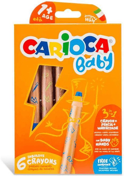 Baby Jumbo Ahşap Gövdeli 3in1 Boya Kalemi 6’lı 42817