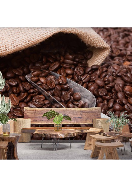 Kahve Çekirdeği Cafe Duvar Kağıdı Baskı