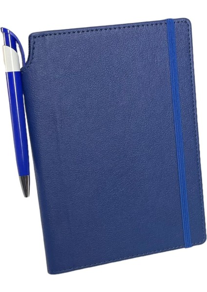 13X21 Termo Deri - Lastikli Çizgili Notebook Sırttan Kalem Takmalı Çizgili Defter