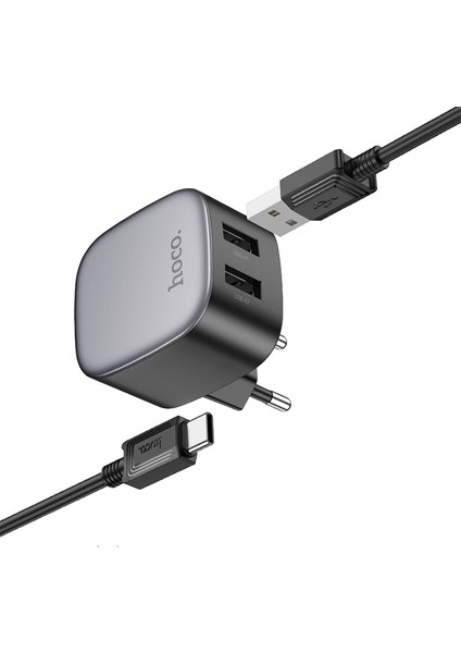 Ason Plus Hoco CS31A 2xusb + Type-C To USB Kablo Hızlı Şarj Adaptör Seti