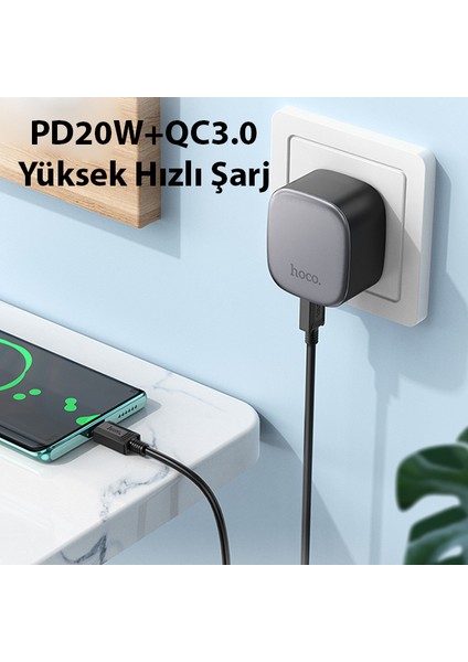 Ason Plus Hoco CS32A Usb-A+Type-C PD20W 3.0A Şarj Adaptörü