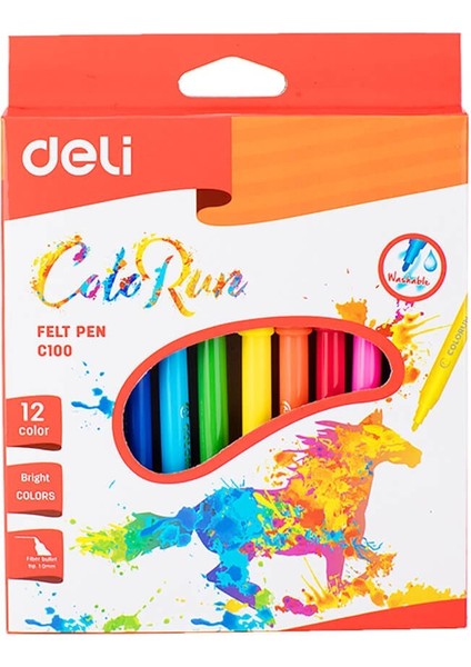 Color Run Keçeli Kalem Karton Kutu 12’li C10000