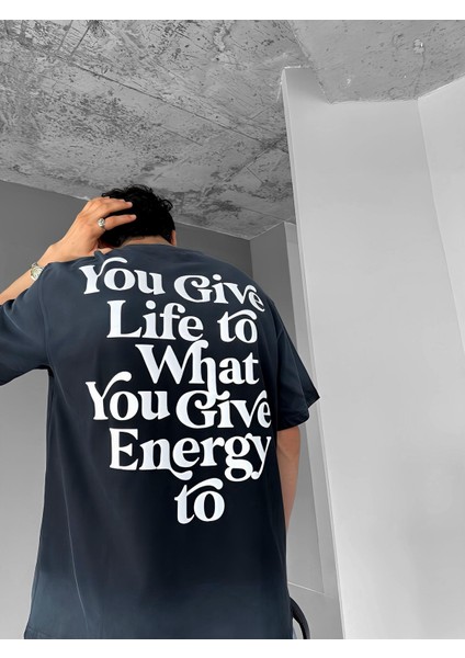 Oversize Doku Baskılı ve Yıkamalı Catch T-Shirt Siyah