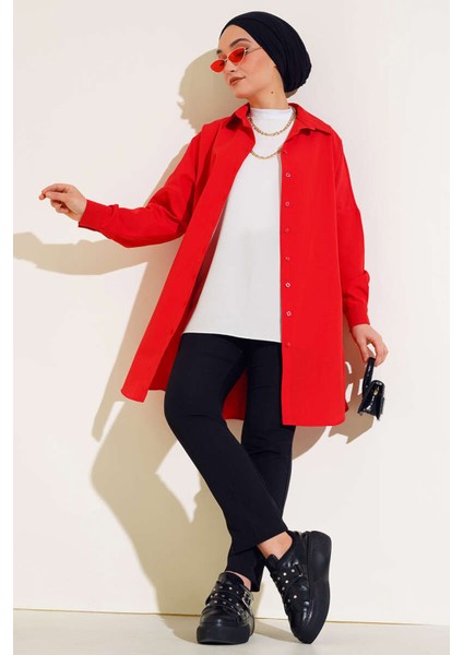 5845 Tesettür Tunik - Kırmızı fiyatları