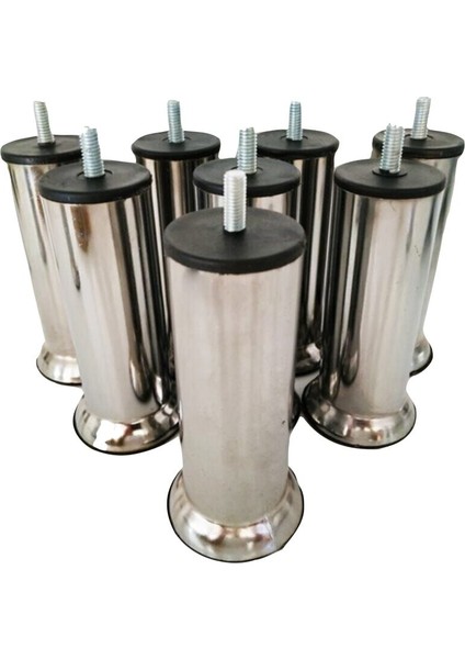 Baza Ayağı Koltuk Ayağı Yükseltme Ayağı Metal Ayak 8 Adet 12 cm (M8 İnce Diş)