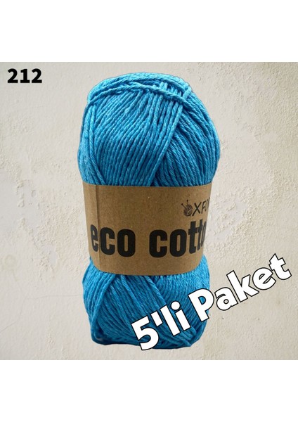 5’li Paket Eco Cotton - Rejenere Cotton Ip - 00212 Turkuaz Mavi