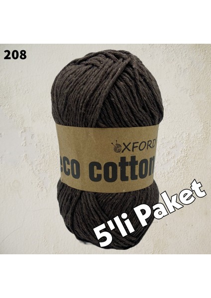 5’li Paket Eco Cotton - Rejenere Cotton Ip - 208 Koyu Kahve