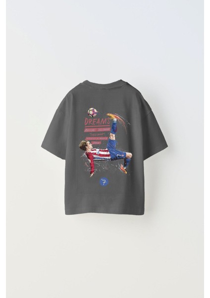 Earned Not Gıven Yazılı Futbol Tasarım Baskılı Füme Çocuk T-Shirt