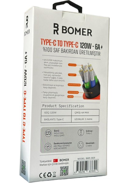 3826 120W 6A Turuncu Renk Type C To Type C 180 Derece Döner Başlı Işıklı Şarj ve Data Kablosu