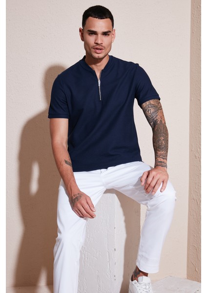 Pamuklu Regular Fit Yarım Fermuarlı T Shirt Erkek T Shirt 5902653 fiyatları