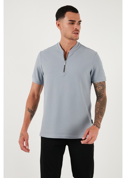 Pamuklu Regular Fit Yarım Fermuarlı T Shirt Erkek T Shirt 5902653