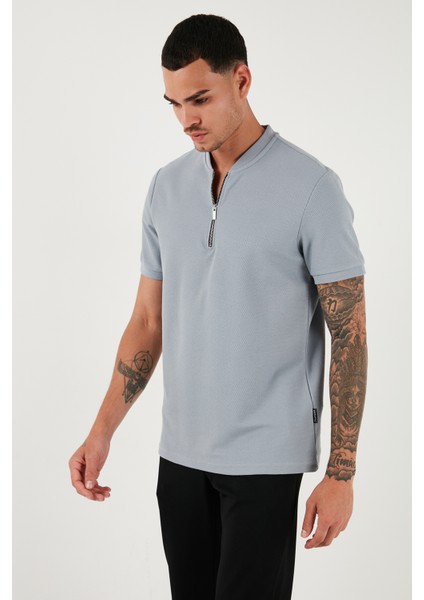 Pamuklu Regular Fit Yarım Fermuarlı T Shirt Erkek T Shirt 5902653 fırsatları