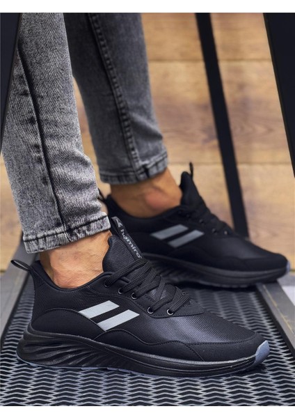 Erkek Bağcıklı Spor Sneaker-Siyah
