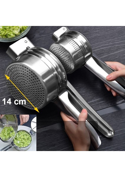 Çelik 14 cm Patates Ezici Püre Yapıcı Meyve Suyu Sıkacağı Pres CIN788