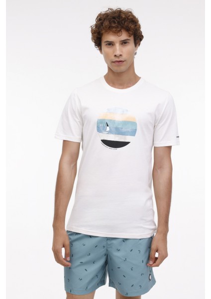 ml Stew 11DS1025 4fx Ekru Erkek Kısa Kol T-Shirt