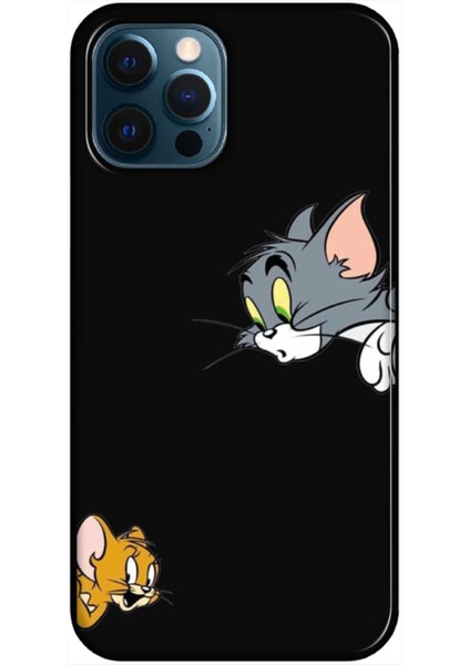 Apple iPhone 12 Pro Tom ve Jerry Siyah Telefon Kılıfı