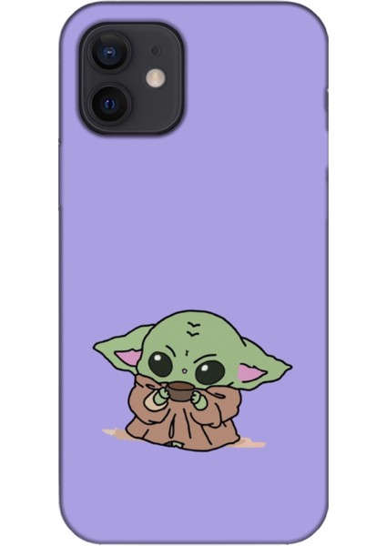 Apple iPhone 12 Mini Baby Yoda Lila Telefon Kılıfı