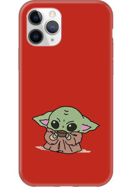 Apple iPhone 11 Pro Baby Yoda Kırmızı Telefon Kılıfı