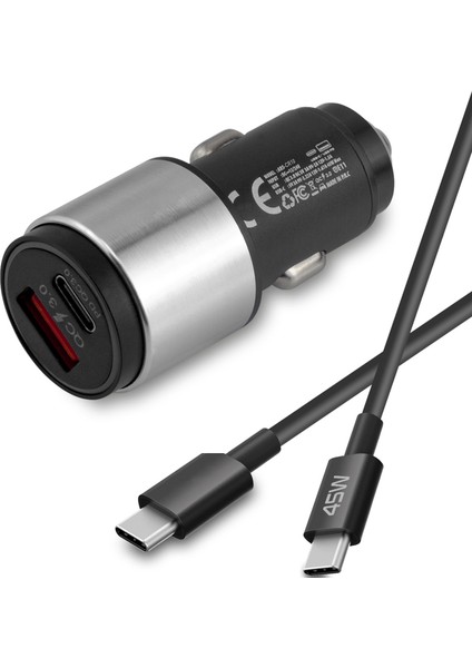 45W Hızlı Araç Şarj Aleti Type C Telefonlar Için 45W Hızlı Araba Şarjı Cihazı ve Kablo